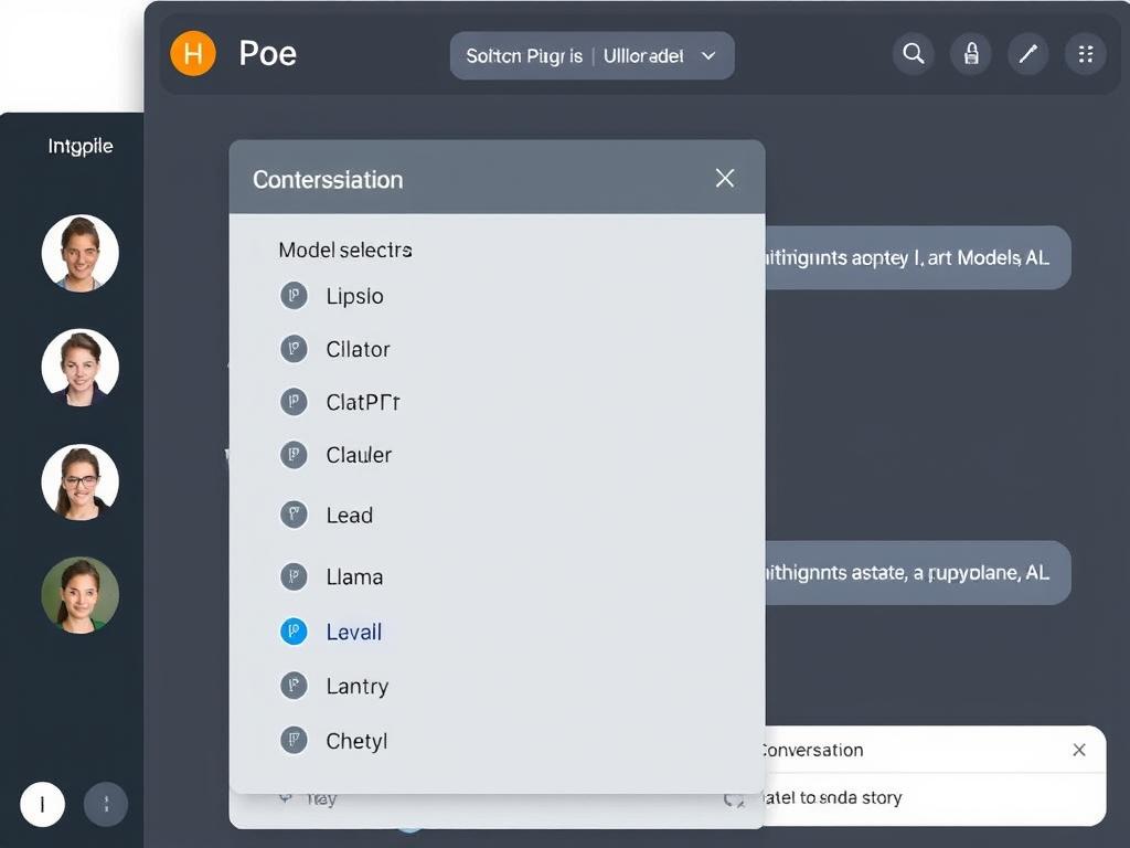 Poe interface showing multiple AI model options