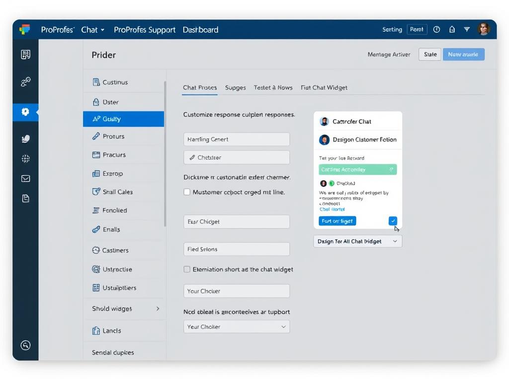 ProProfs Chat interface showing customer support chatbot setup