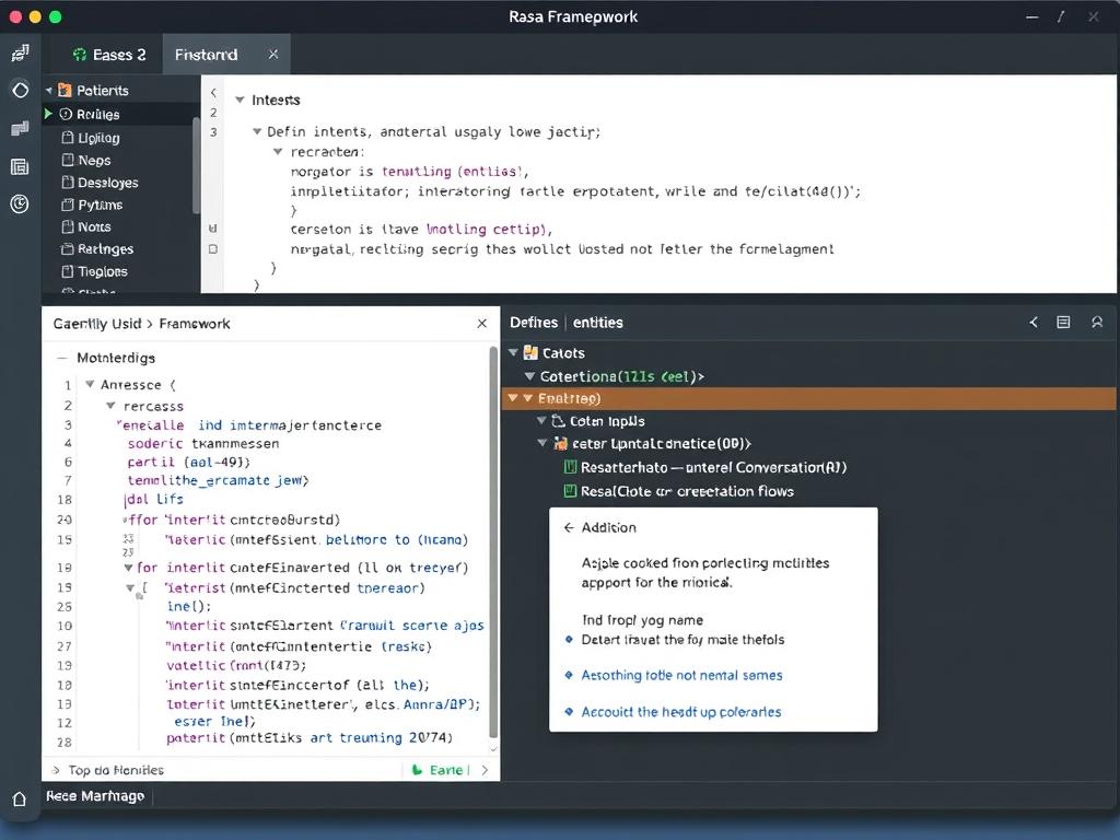 Rasa framework showing chatbot development interface